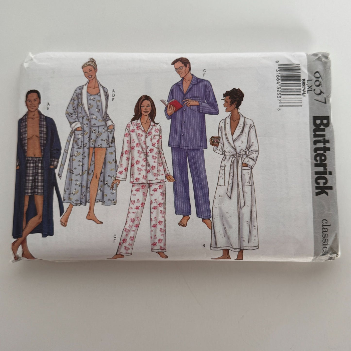 Butterick Sewing Pattern 6837 Robe Pajamas Top Shorts Pants Unisex Easy L XL UC