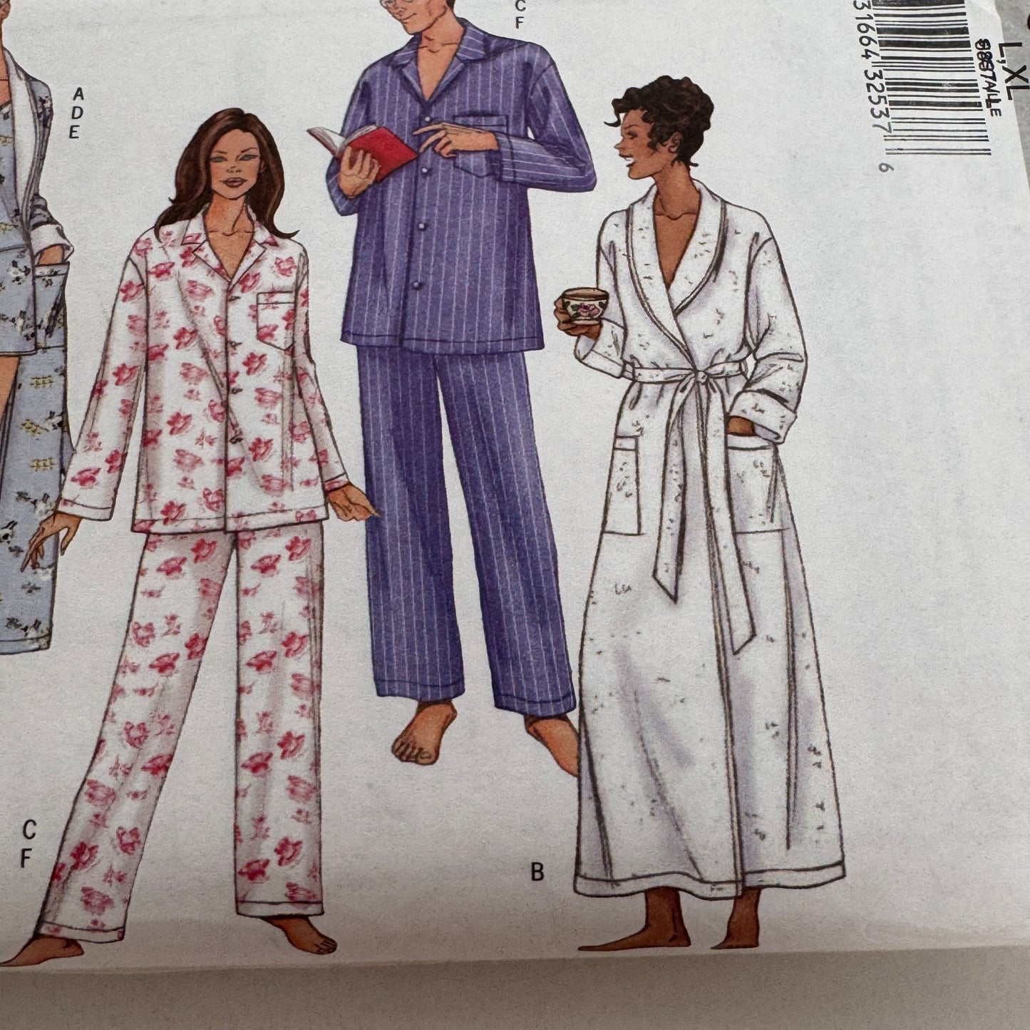 Butterick Sewing Pattern 6837 Robe Pajamas Top Shorts Pants Unisex Easy L XL UC