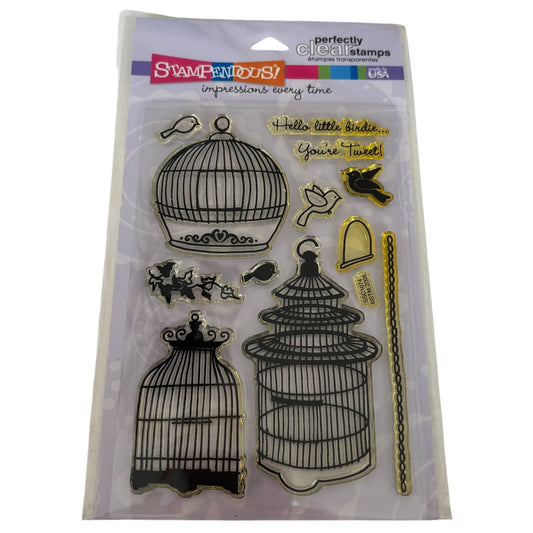 Stampendous Perfectly Clear Stamps Set Tweet Cages Bird Sweet Pun Cardmaking Scrapbooking Words