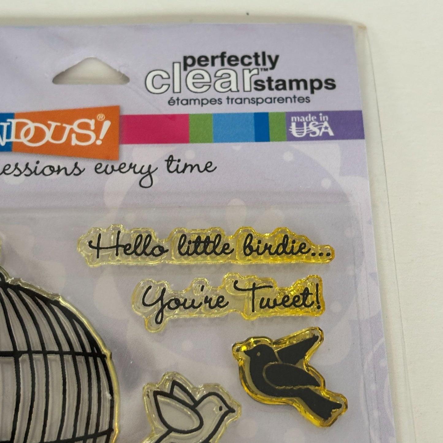 Stampendous Perfectly Clear Stamps Set Tweet Cages Bird Sweet Pun Cardmaking Scrapbooking Words