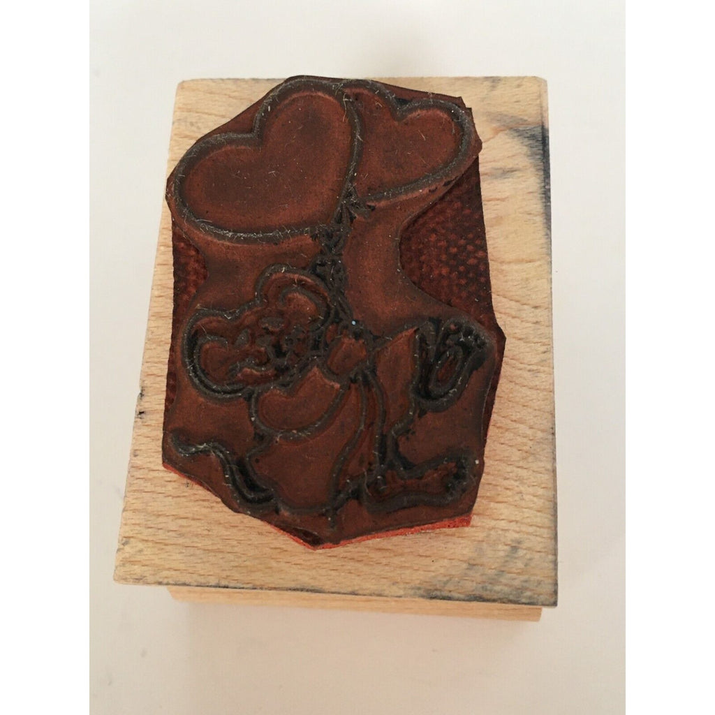 Retired Touche Wood Rubber Stamp Mouse With Heart Balloons Love Card Making