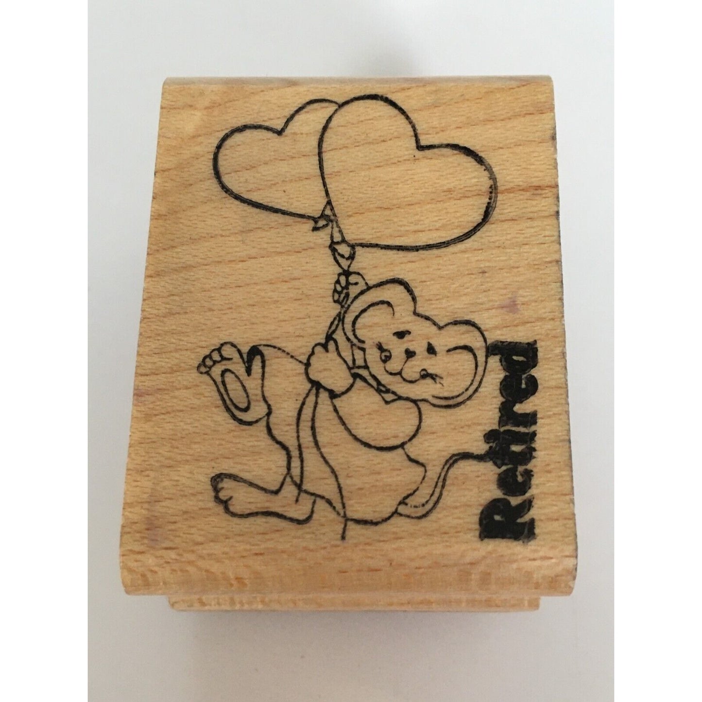 Retired Touche Wood Rubber Stamp Mouse With Heart Balloons Love Card Making