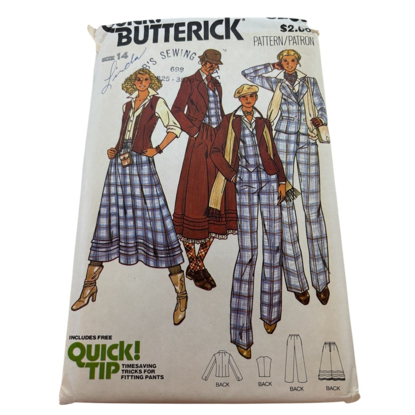 Butterick Sewing Pattern 6253 Misses Vest Jacket Skirt Pants Work Size 14 Uncut