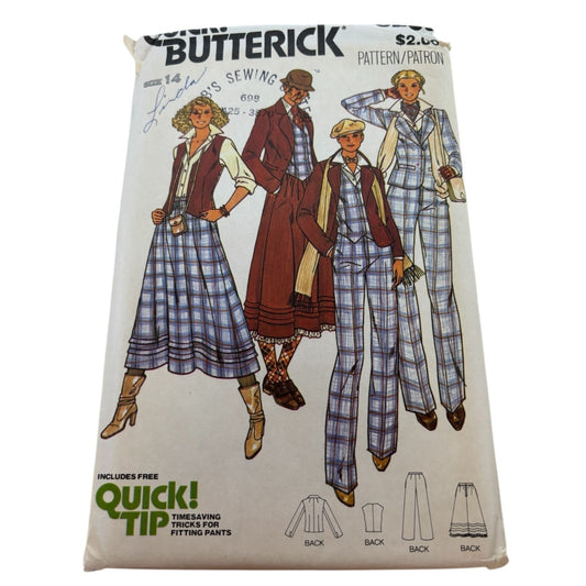 Butterick Sewing Pattern 6253 Misses Vest Jacket Skirt Pants Work Size 14 Uncut