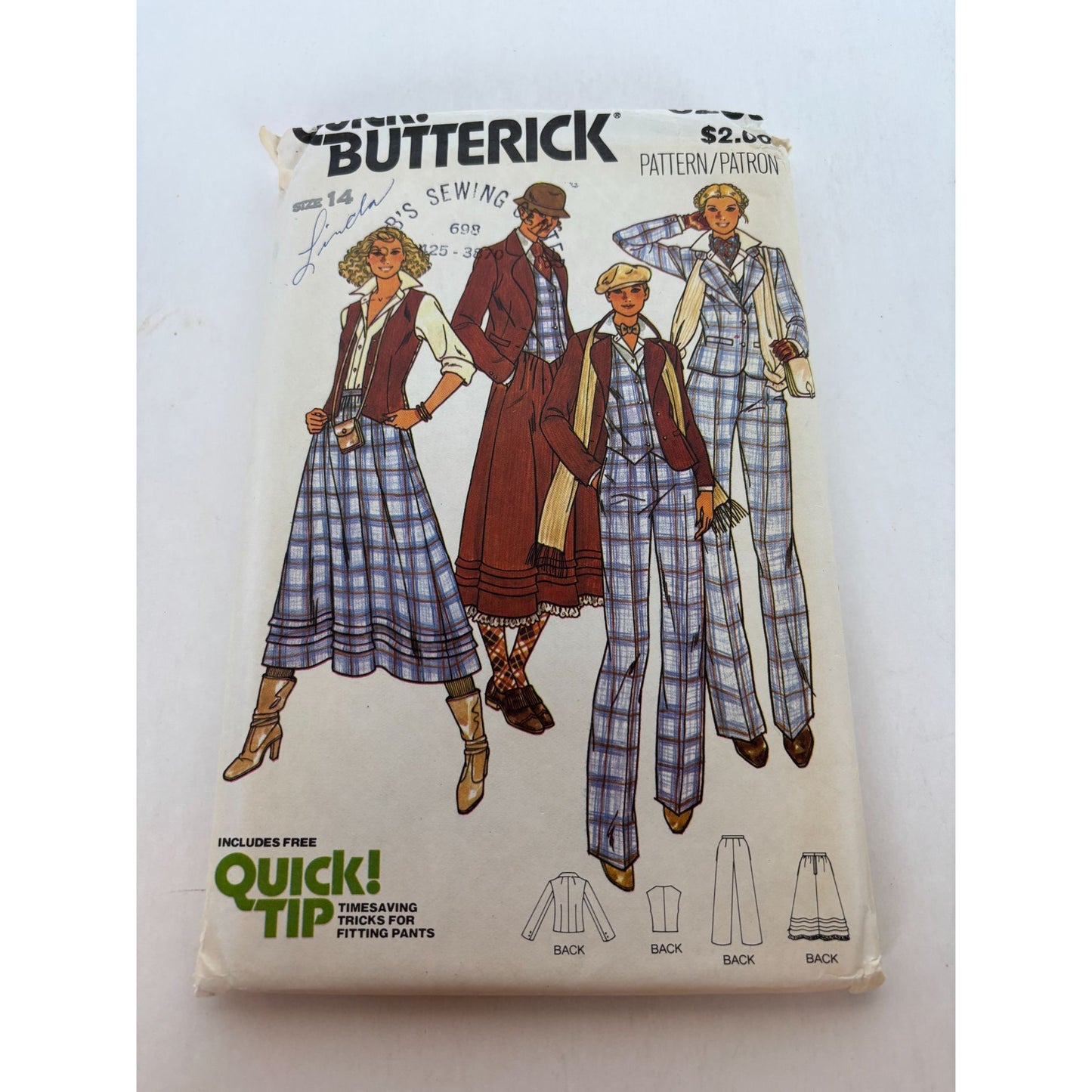 Butterick Sewing Pattern 6253 Misses Vest Jacket Skirt Pants Work Size 14 Uncut