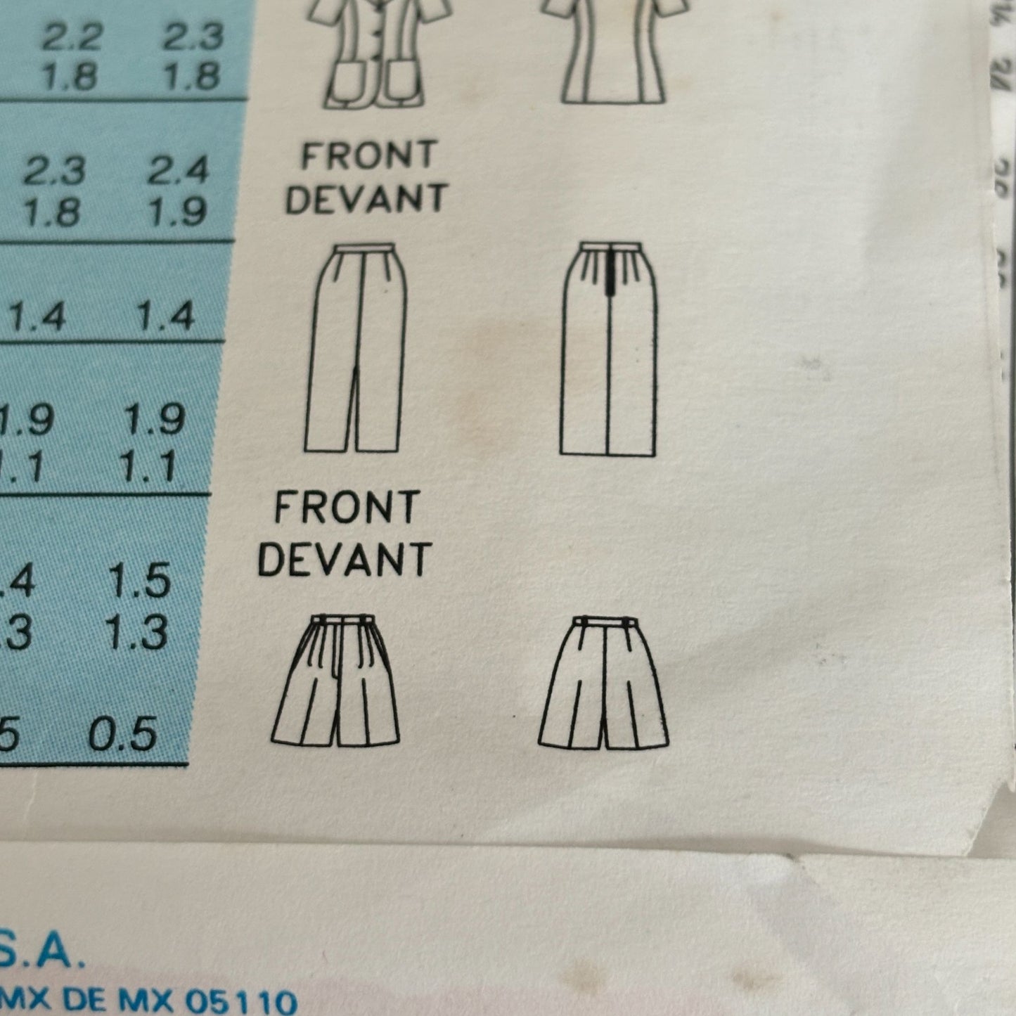 Butterick Sewing Pattern 6798 Top Skirt Shorts Set 90s Minimalist Summer Suit 12-16 Uncut