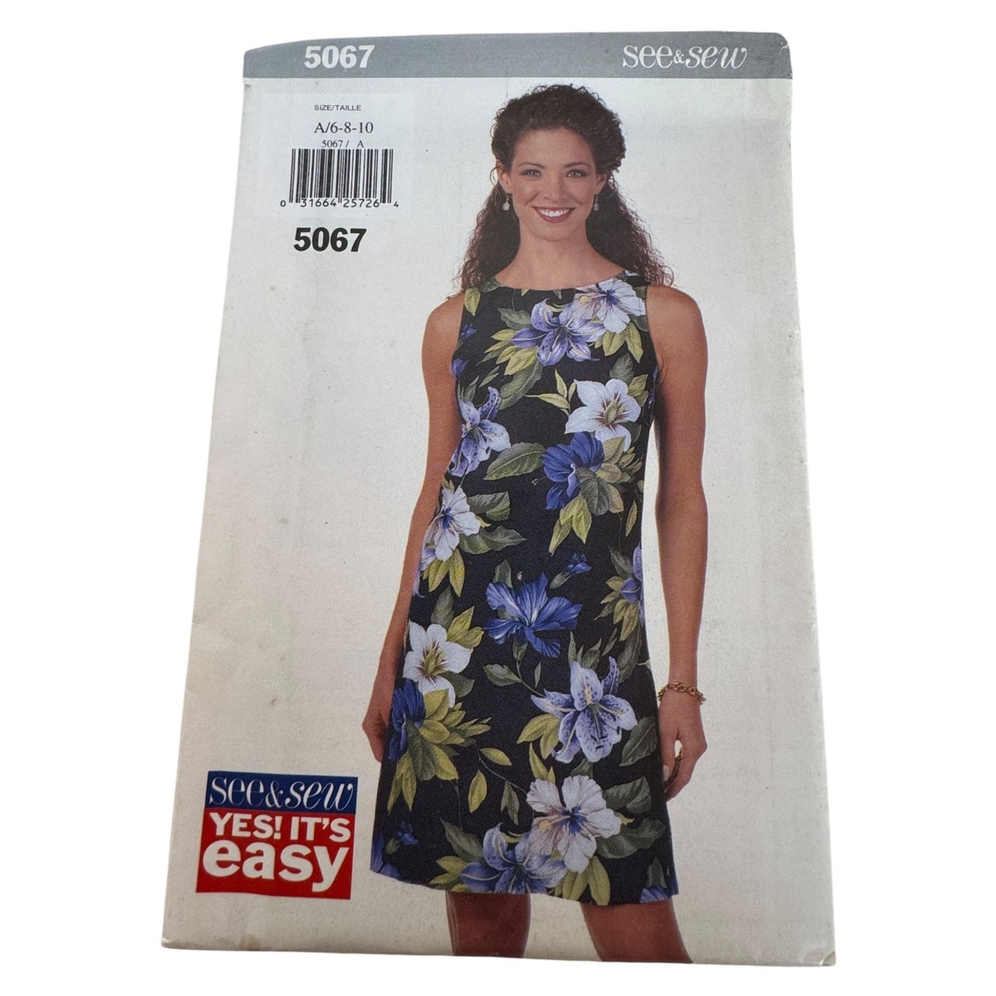 Butterick See and Sew Sewing Pattern 5067 A-Line Dress Summer Work 6 8 10 Uncut