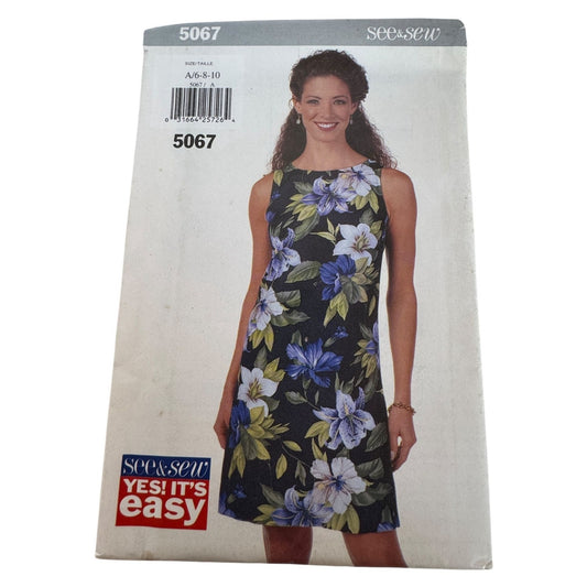 Butterick See and Sew Sewing Pattern 5067 A-Line Dress Summer Work 6 8 10 Uncut