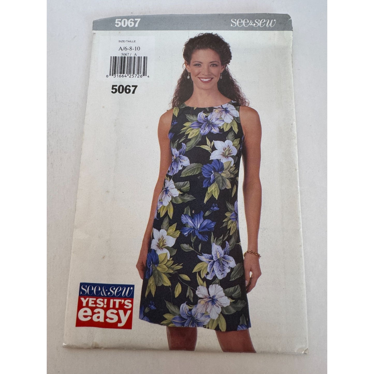 Butterick See and Sew Sewing Pattern 5067 A-Line Dress Summer Work 6 8 10 Uncut