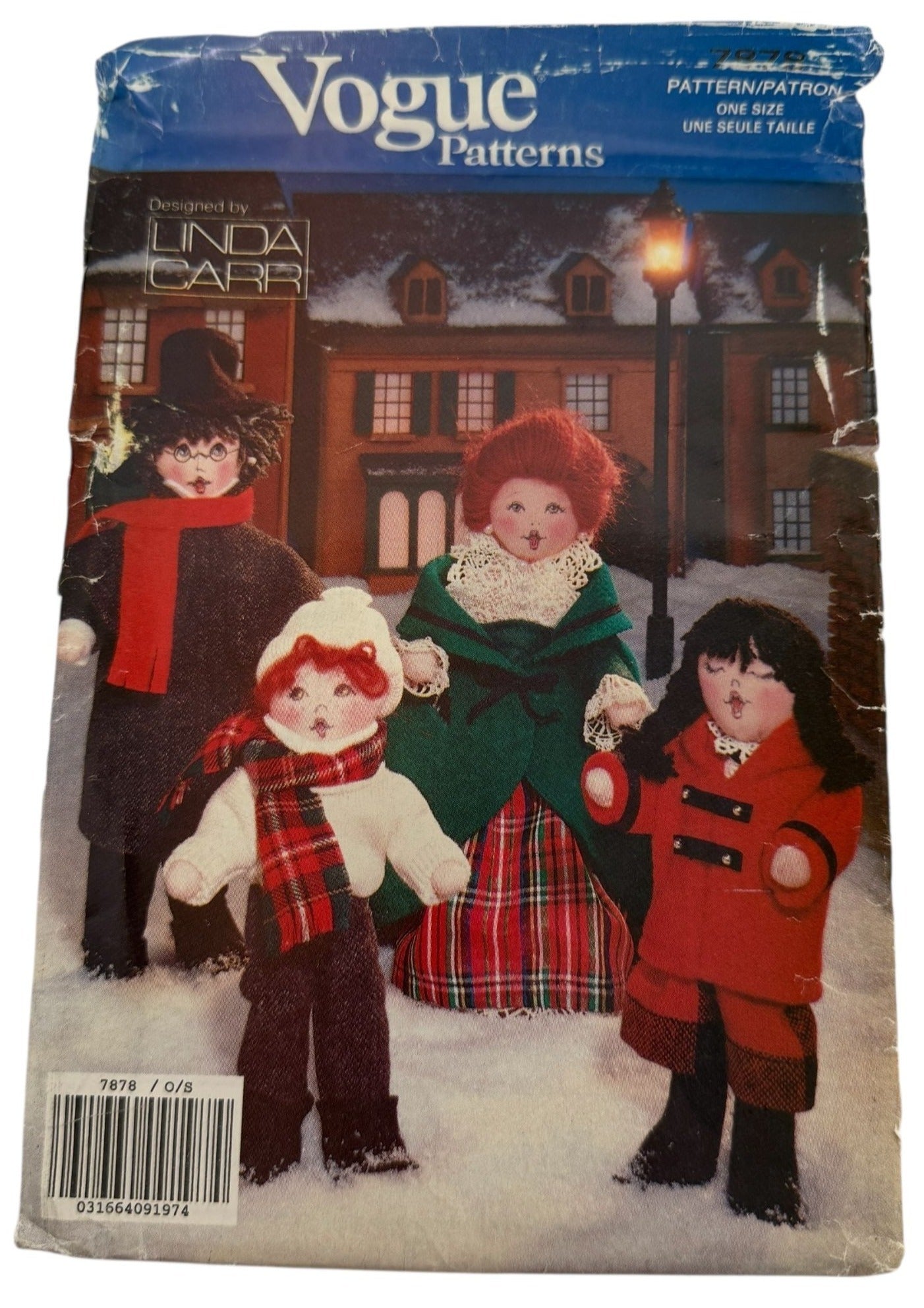 Vogue Sewing Pattern 7878 Christmas Carolers Doll Home Decor By Linda Carr Uncut