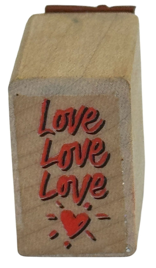 Love Rubber Stamp Heart Card Making Sentiment Message Words Wood Mounted Craft