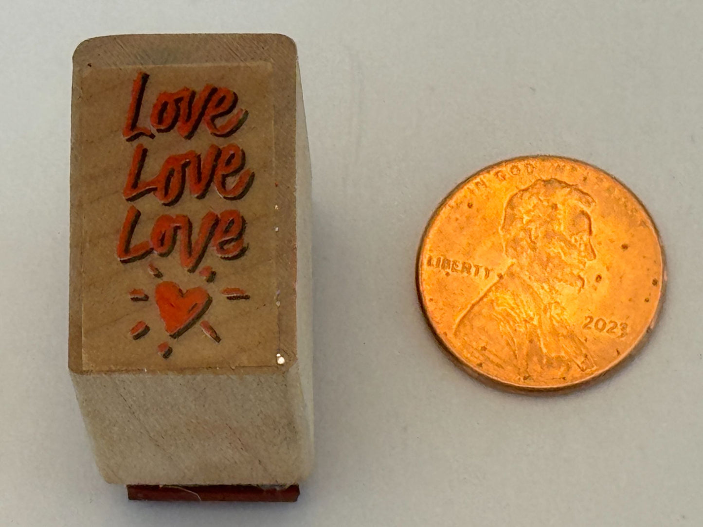 Love Rubber Stamp Heart Card Making Sentiment Message Words Wood Mounted Craft