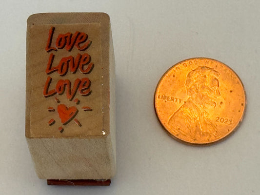Love Rubber Stamp Heart Card Making Sentiment Message Words Wood Mounted Craft