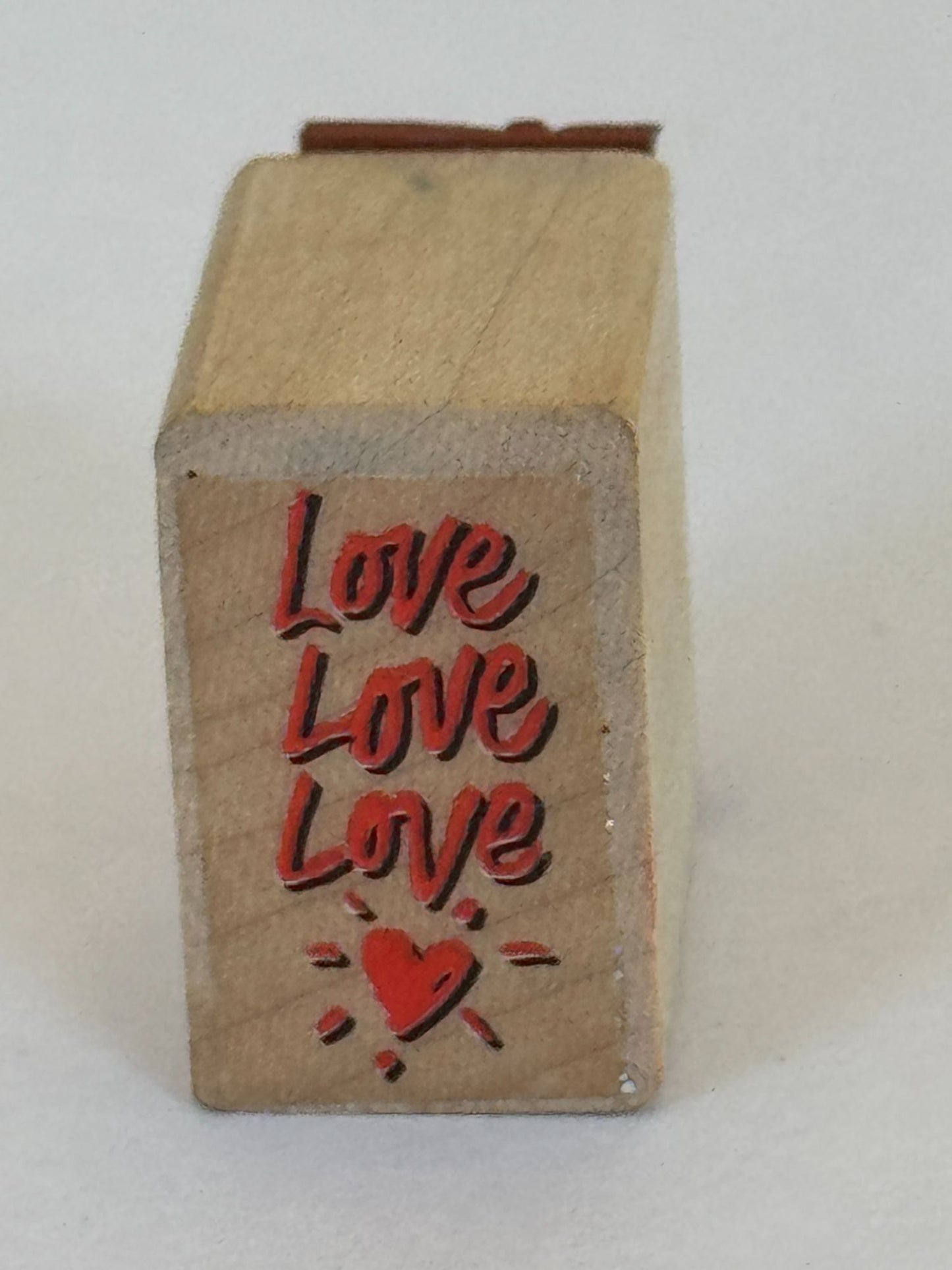 Love Rubber Stamp Heart Card Making Sentiment Message Words Wood Mounted Craft