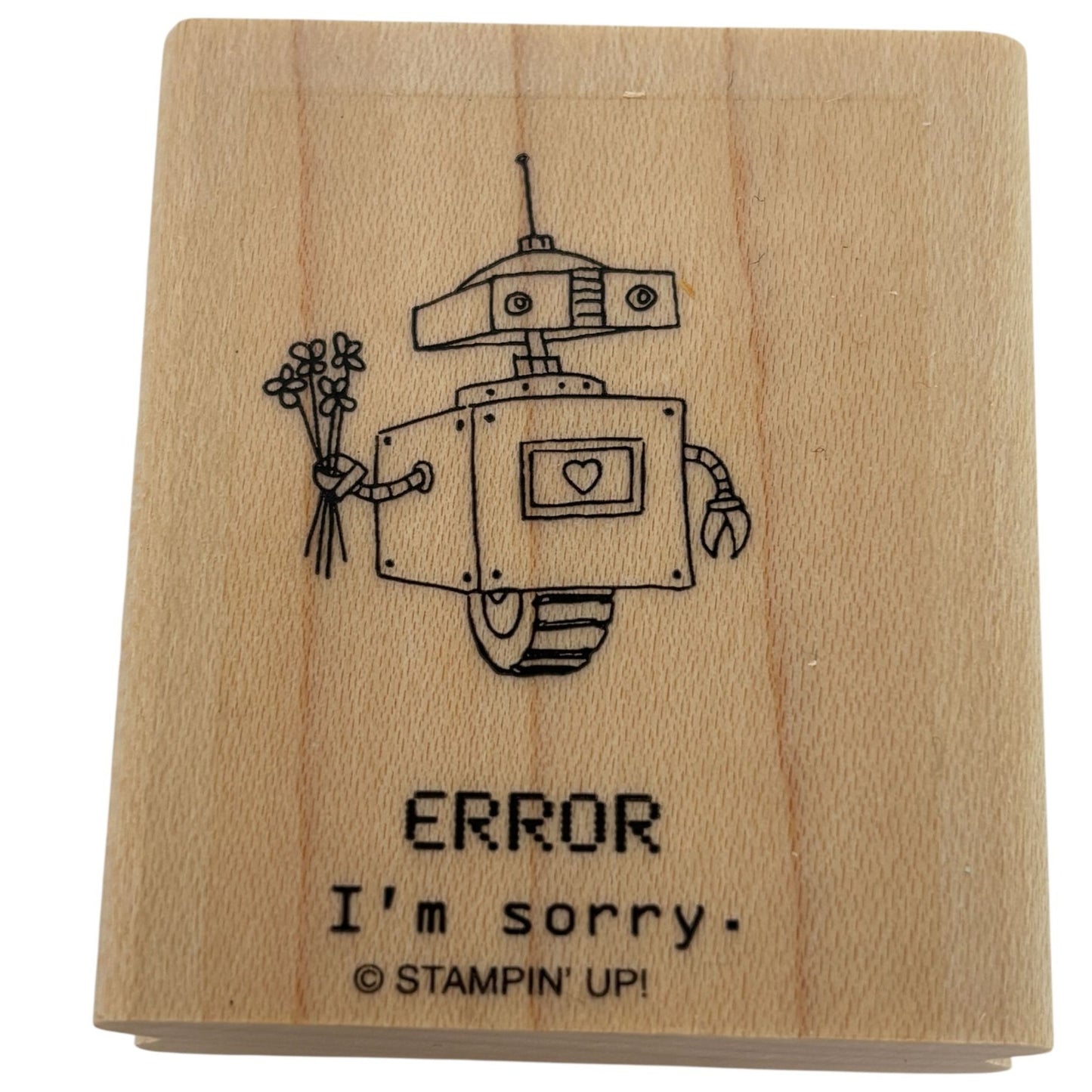 Stampin Up Rubber Stamp Robot Error I am Sorry Apology Card Making Sentiment