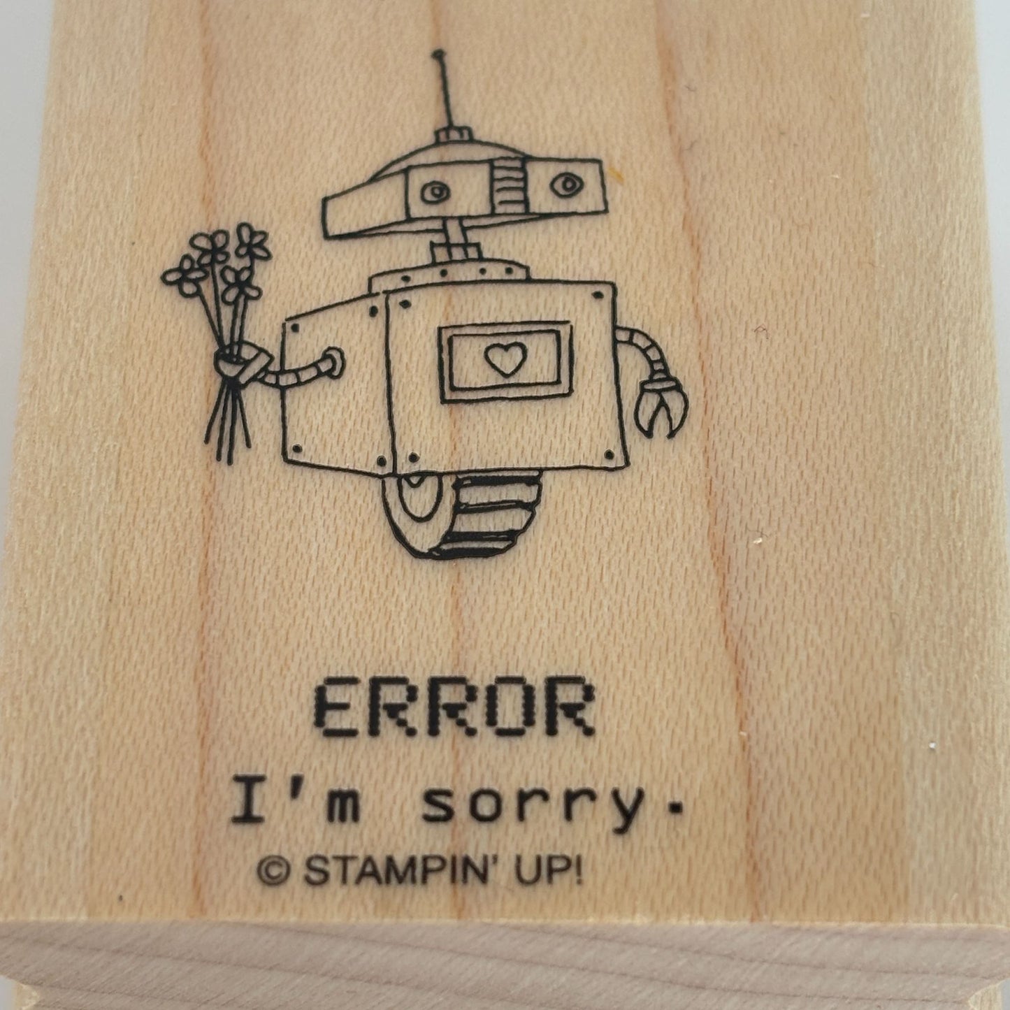 Stampin Up Rubber Stamp Robot Error I am Sorry Apology Card Making Sentiment