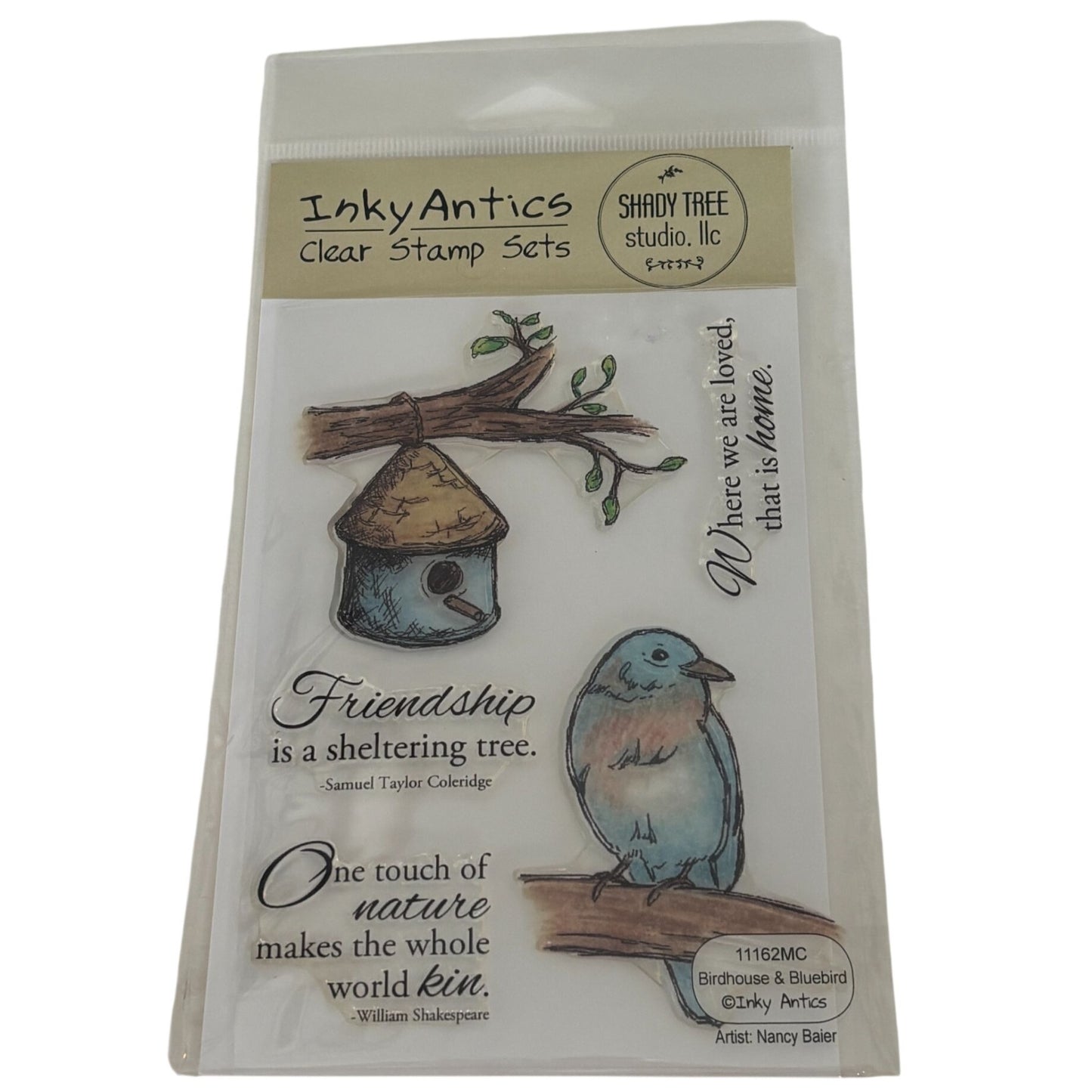 Inky Antics Clear Stamp Set Birdhouse and Bluebird Friendship Literary Quotes Words Cardmaking Nature