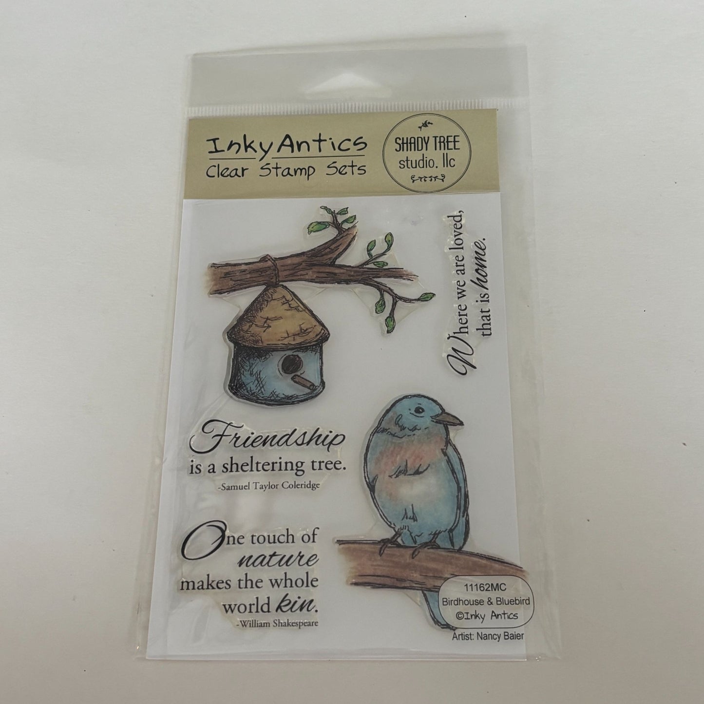 Inky Antics Clear Stamp Set Birdhouse and Bluebird Friendship Literary Quotes Words Cardmaking Nature