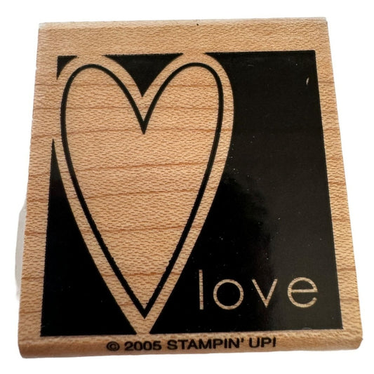 Stampin Up Rubber Stamp Heart Outline Square Love Card Making Word 1.5 inch