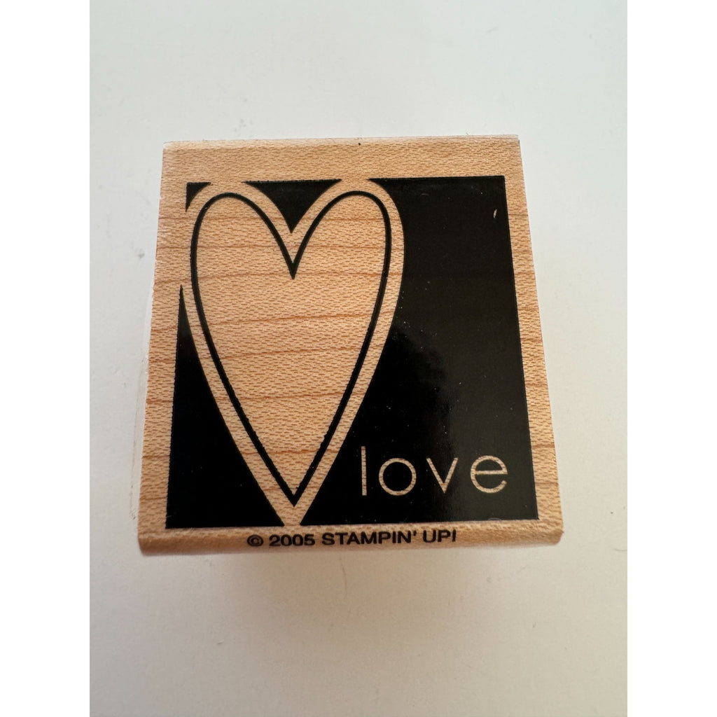 Stampin Up Rubber Stamp Heart Outline Square Love Card Making Word 1.5 inch