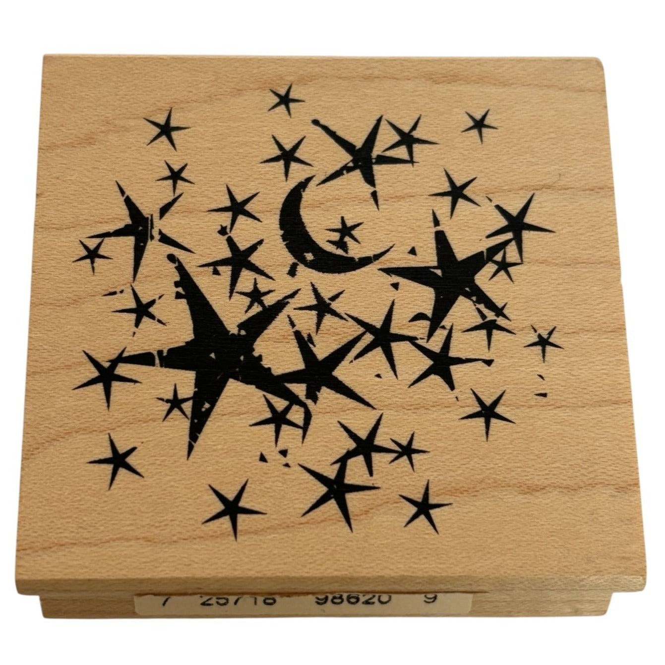 Inkadinkado Wood Rubber Stamp Starry Night Sky Moon Whimsical Celestial Stars