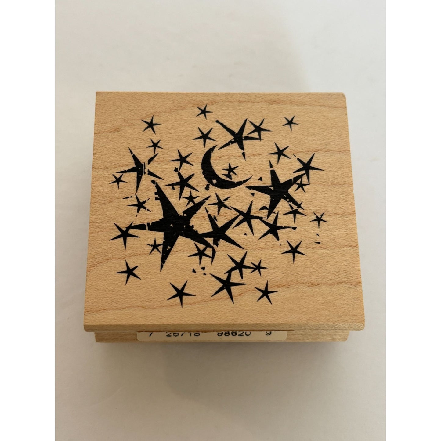 Inkadinkado Wood Rubber Stamp Starry Night Sky Moon Whimsical Celestial Stars