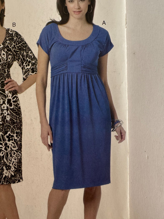 Butterick Sewing Pattern B5476 Knit Dress Empire Waist Modern Classic Easy 8-14
