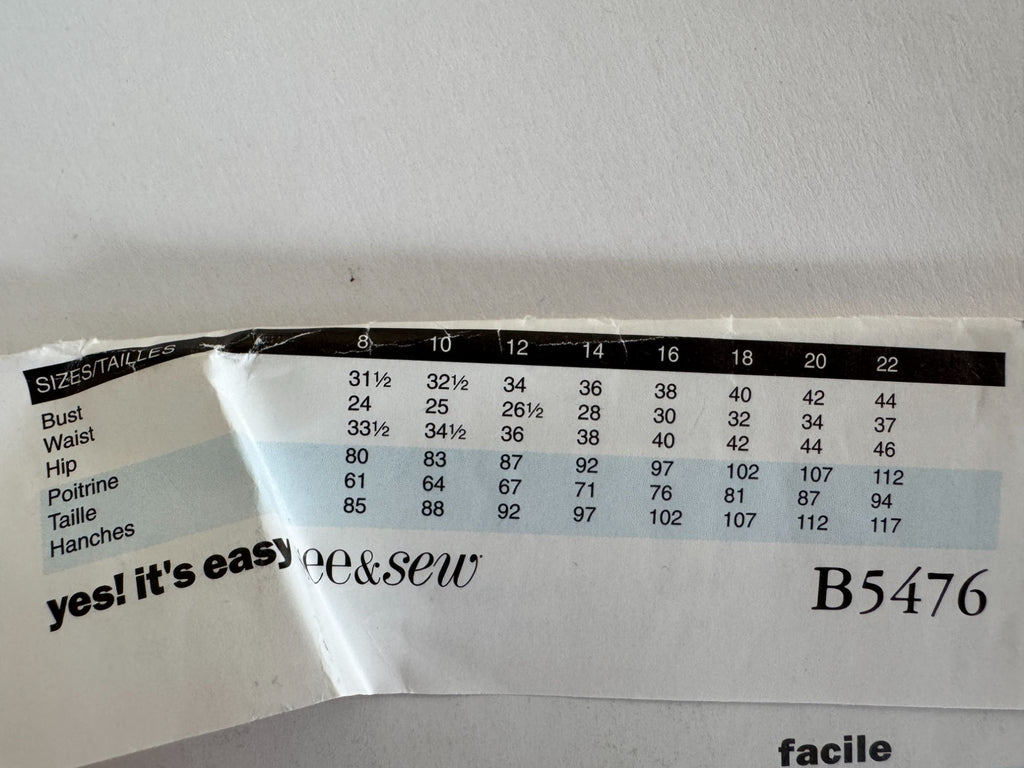 Butterick Sewing Pattern B5476 Knit Dress Empire Waist Modern Classic Easy 8-14