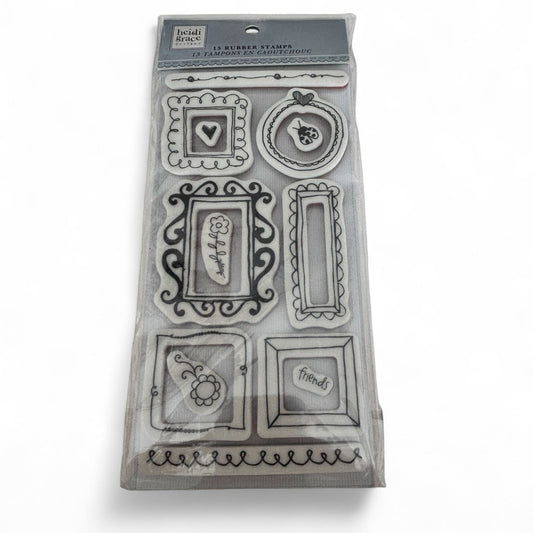 Heidi Grace Rubber Stamps Frames Set Cardmaking Craft Scrapbooking Photo Frame Borders Flower Friends