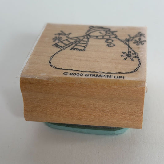 Stampin Up Rubber Stamp Snowman Holding Snowflake Ornaments Whimsical Winter Art