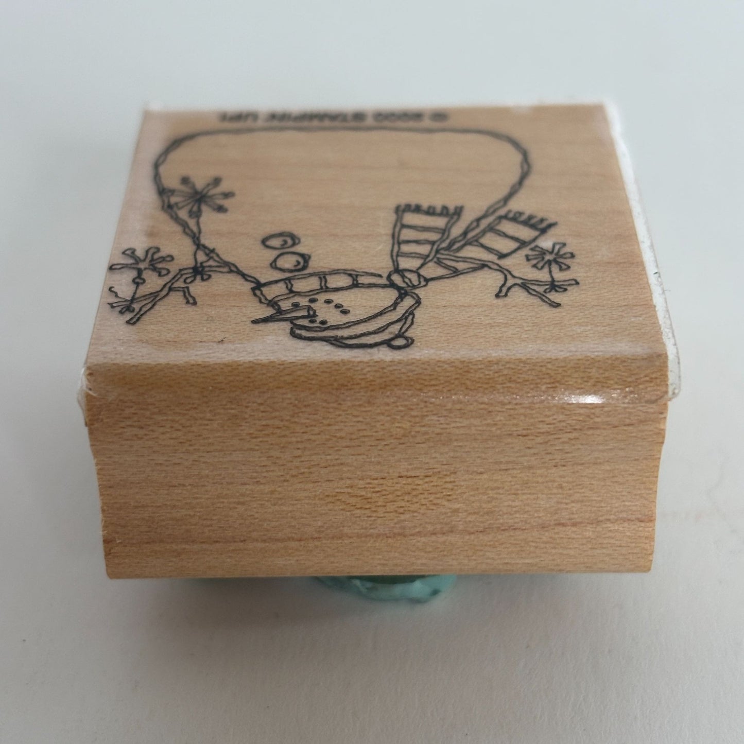 Stampin Up Rubber Stamp Snowman Holding Snowflake Ornaments Whimsical Winter Art
