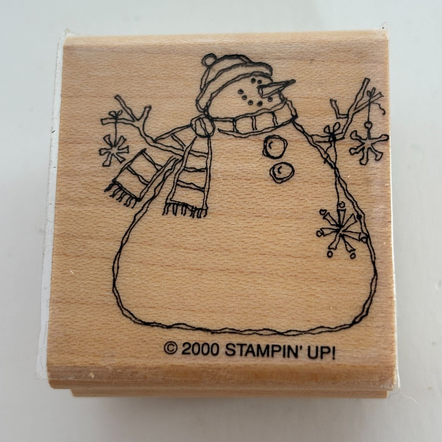 Stampin Up Rubber Stamp Snowman Holding Snowflake Ornaments Whimsical Winter Art