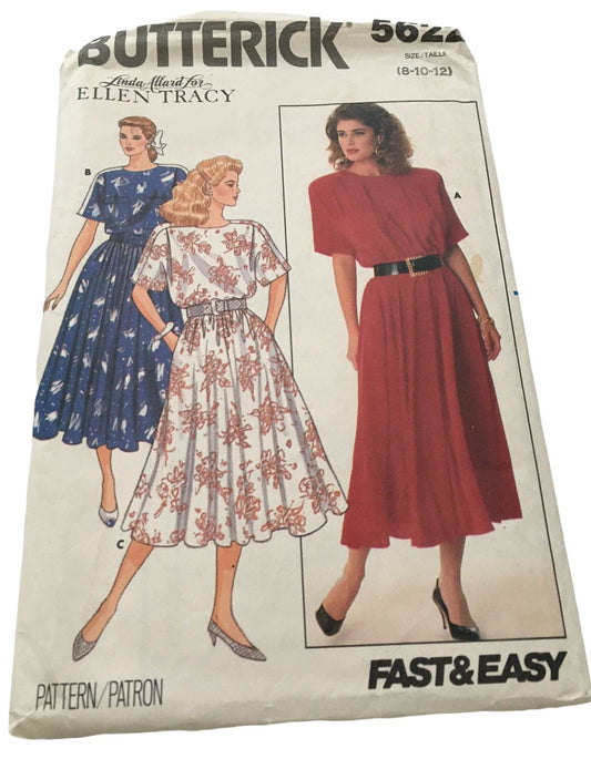 Butterick Sewing Pattern 5622 Dress Pockets Linda Allard for Ellen Tracy 8 10 12