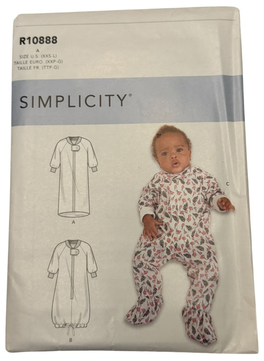 Simplicity Sewing Pattern R10888 Infant Baby Bunting Jumpsuit Newborn - 18M UC