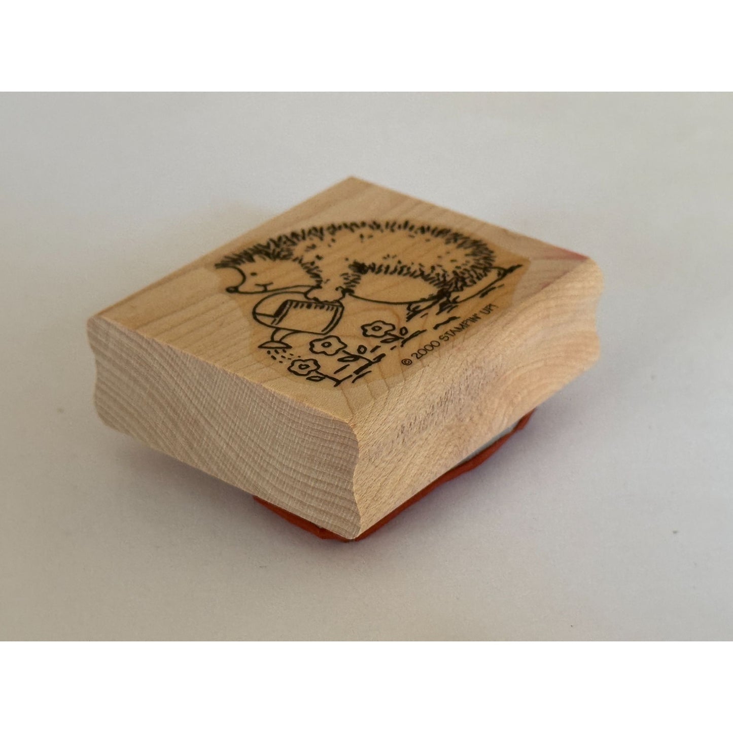 Stampin Up Rubber Stamp Hedgehog Watering Flowers Animal Gardener Grow Plants