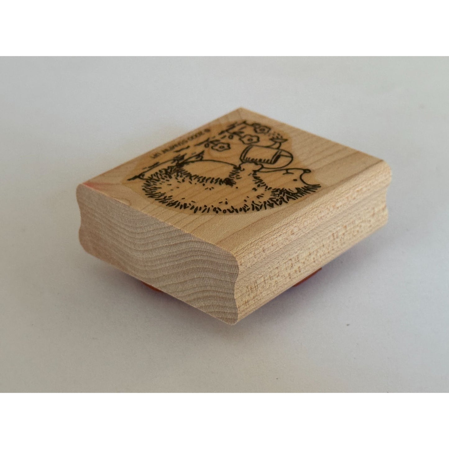 Stampin Up Rubber Stamp Hedgehog Watering Flowers Animal Gardener Grow Plants
