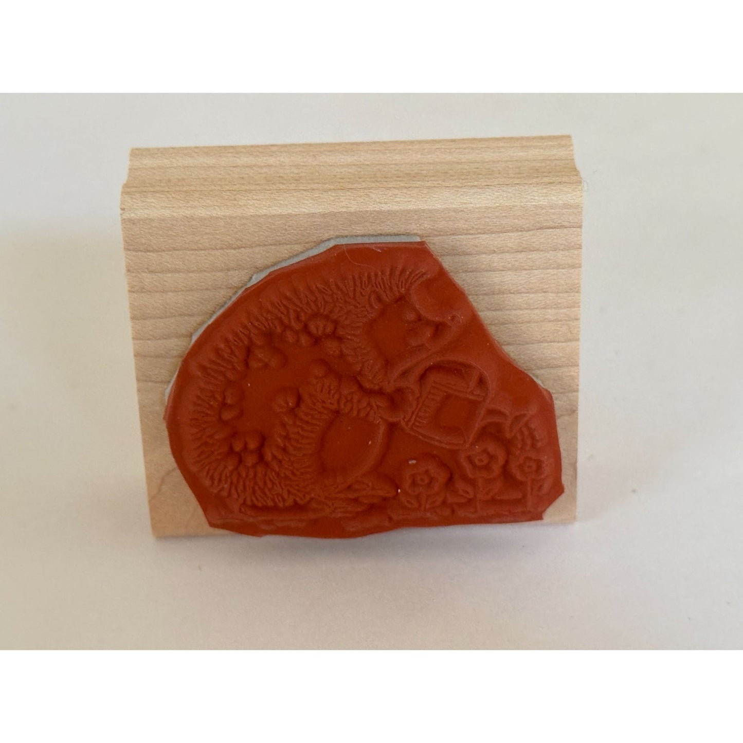 Stampin Up Rubber Stamp Hedgehog Watering Flowers Animal Gardener Grow Plants