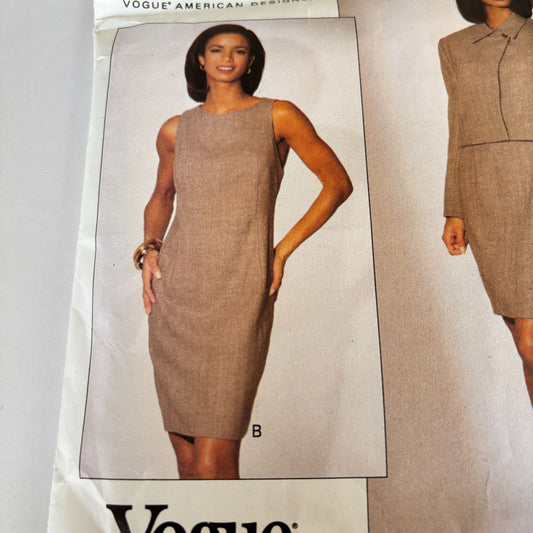 Vogue Sewing Pattern 2893 Ralph Lauren Dress Suit Jacket 12-16 Minimalist 90s Uncut
