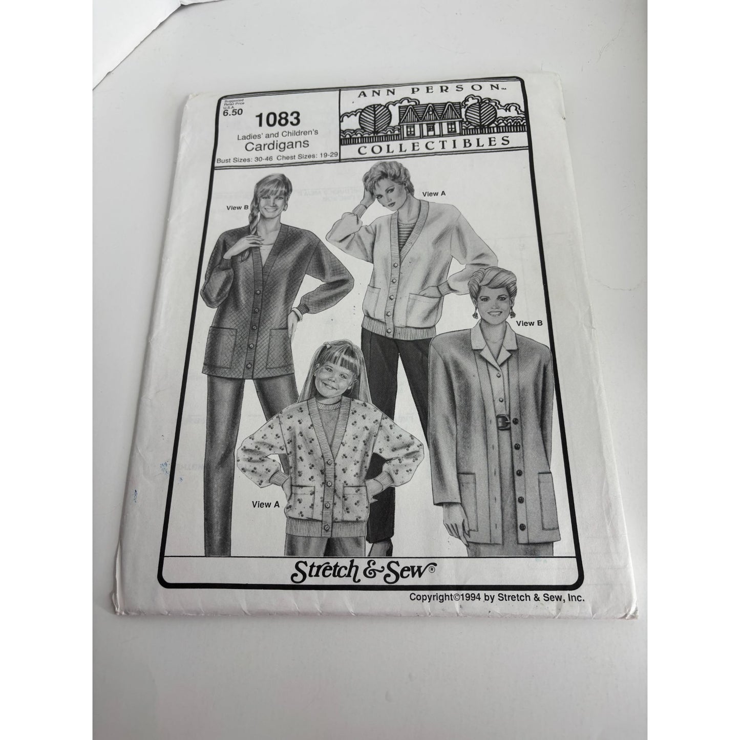 Stretch and Sew Sewing Pattern 1083 Ladies Childrens Cardigans Sweaters Uncut