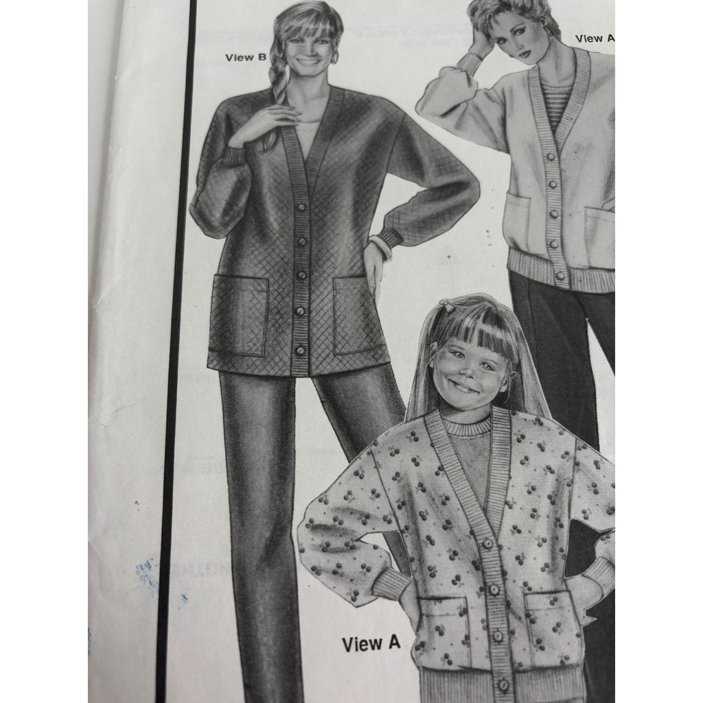 Stretch and Sew Sewing Pattern 1083 Ladies Childrens Cardigans Sweaters Uncut