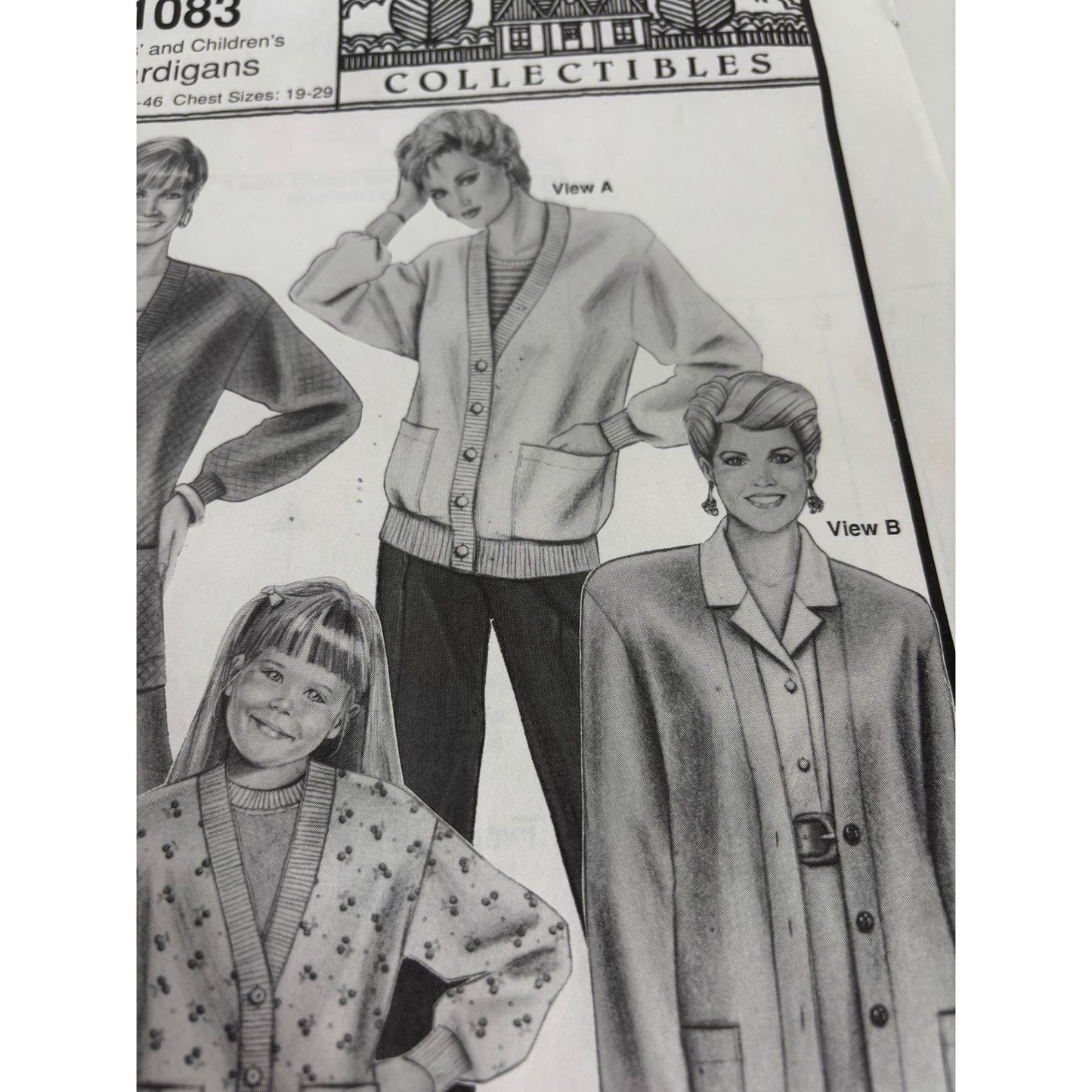 Stretch and Sew Sewing Pattern 1083 Ladies Childrens Cardigans Sweaters Uncut