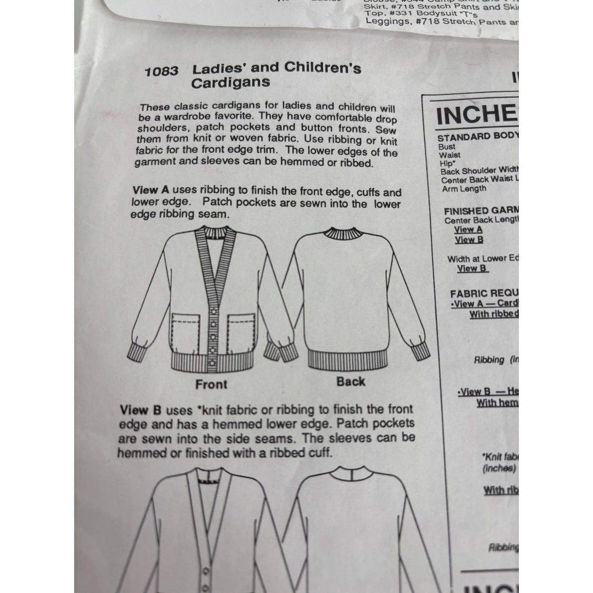 Stretch and Sew Sewing Pattern 1083 Ladies Childrens Cardigans Sweaters Uncut