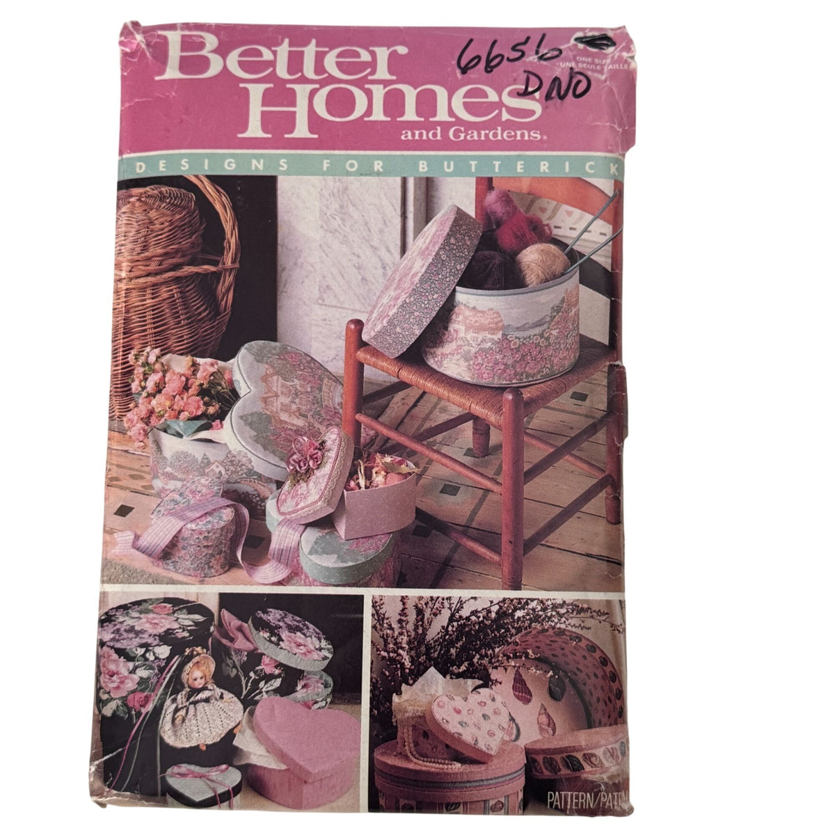 Butterick Sewing Pattern 485 Fabric Covered Box Heart Round Cottagecore Storage Boxes Yarn Organizer