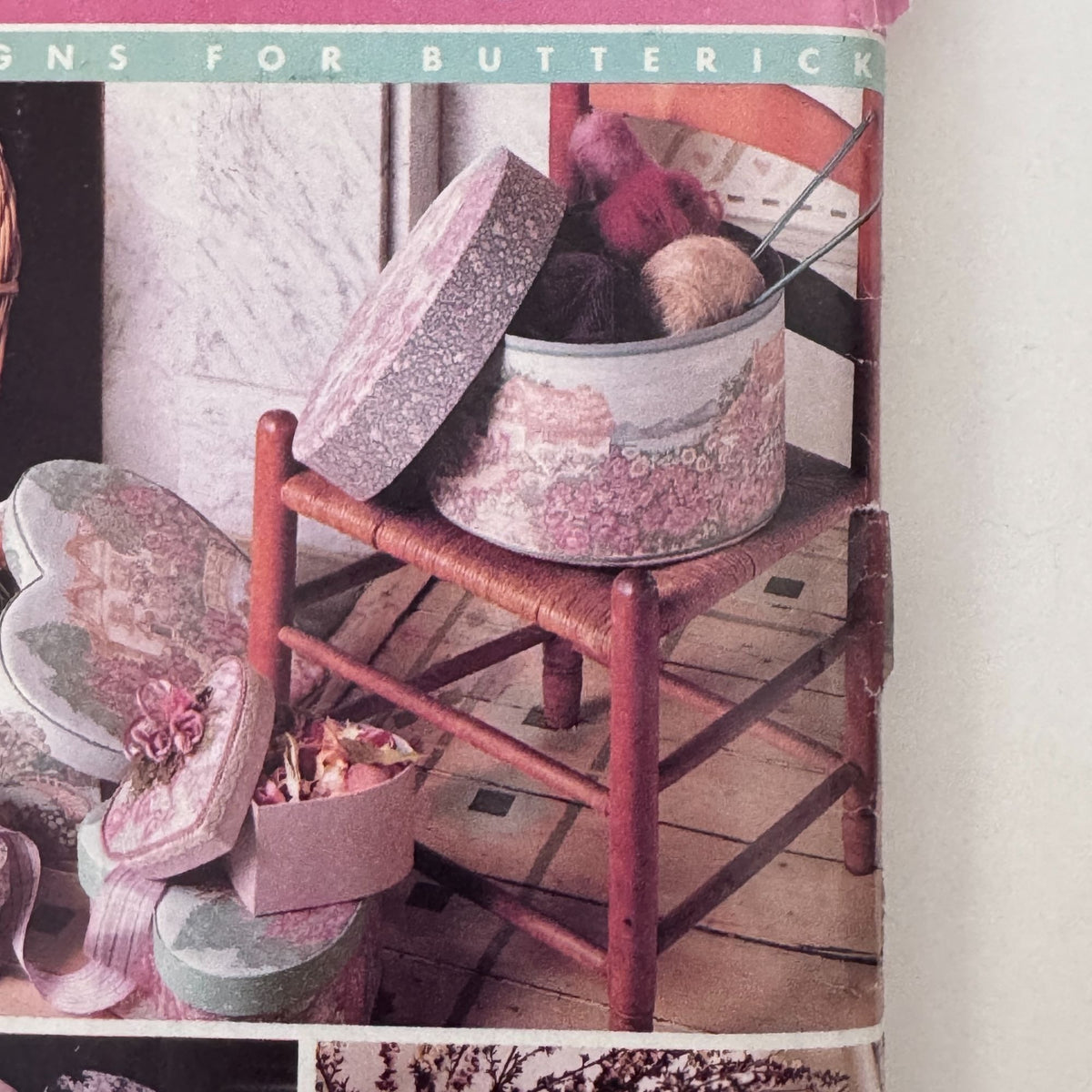Butterick Sewing Pattern 485 Fabric Covered Box Heart Round Cottagecore Storage Boxes Yarn Organizer