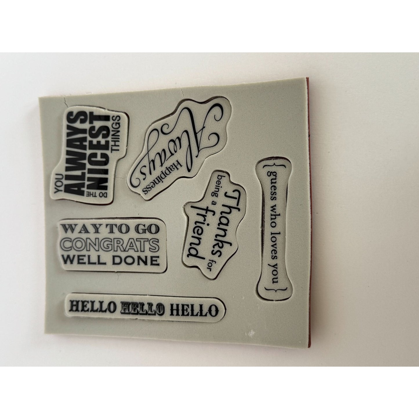 Stampin Up Clear Mount Rubber Stamp Set Happy Greetings Guess Who Loves You Word