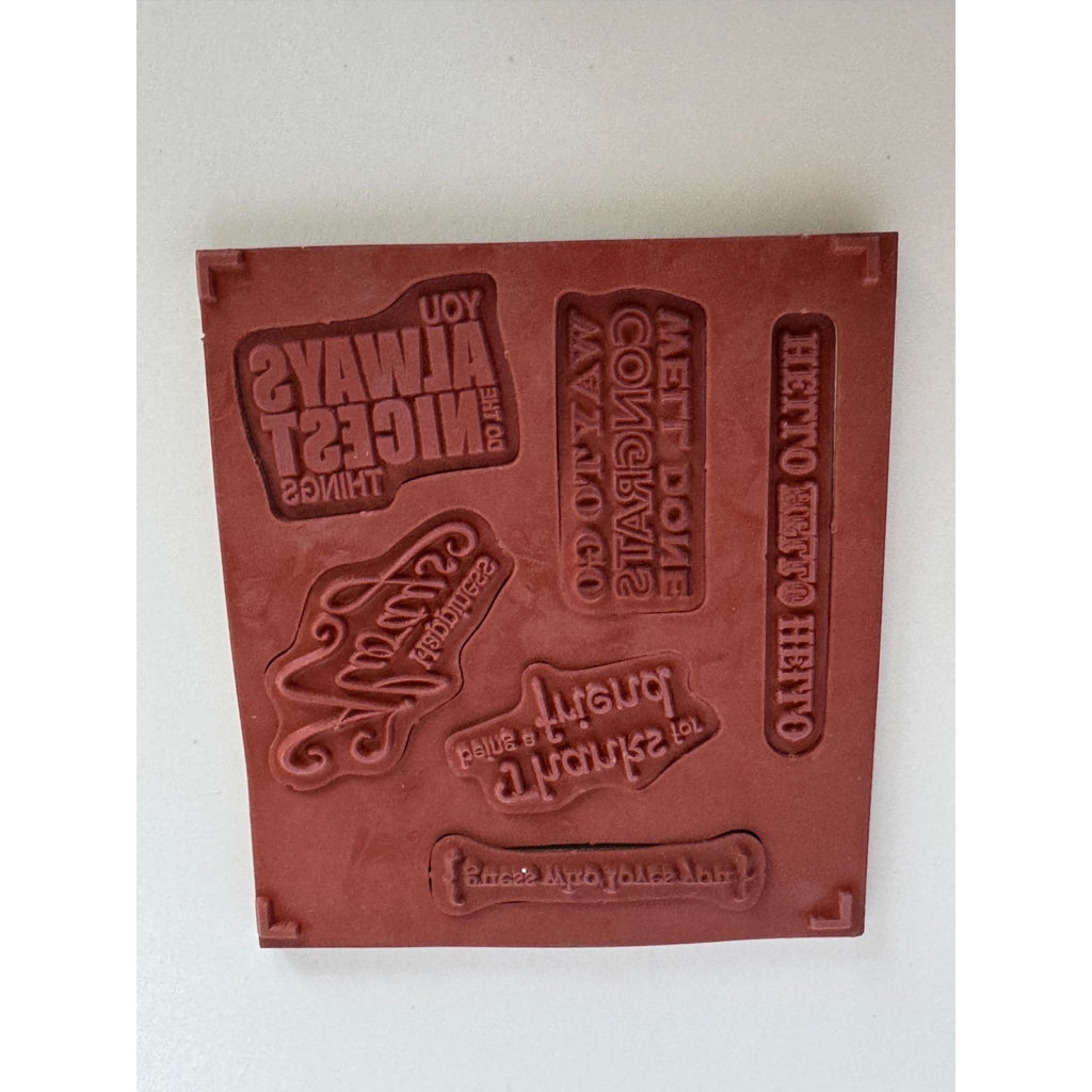 Stampin Up Clear Mount Rubber Stamp Set Happy Greetings Guess Who Loves You Word