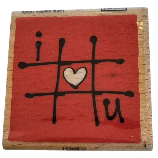 Vap Scrap Wood Rubber Stamp I Love U You Tic Tac Toe Board Valentines Day Heart