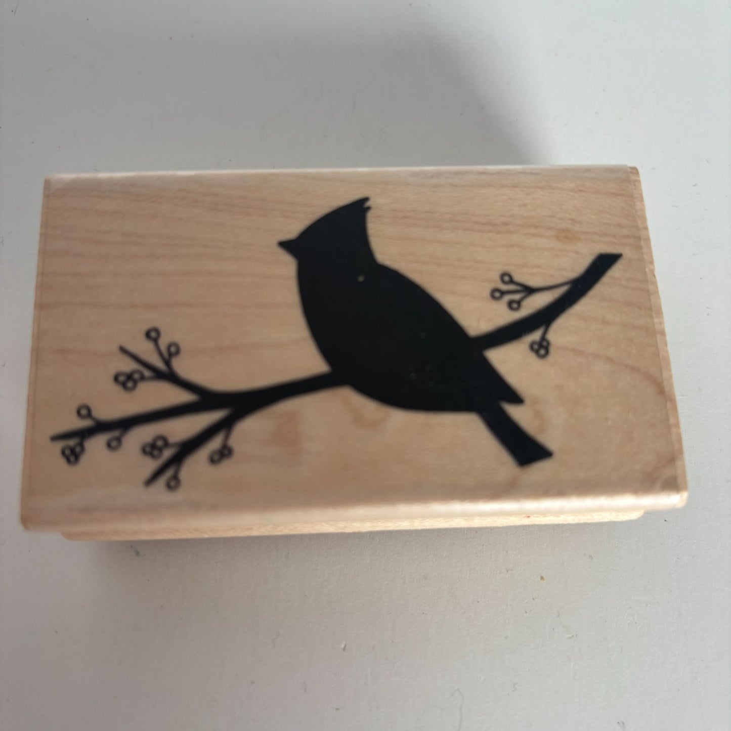 A Muse Artstamps Rubber Stamp Cardinal Silhouette Bird on Tree Branch Nature Art
