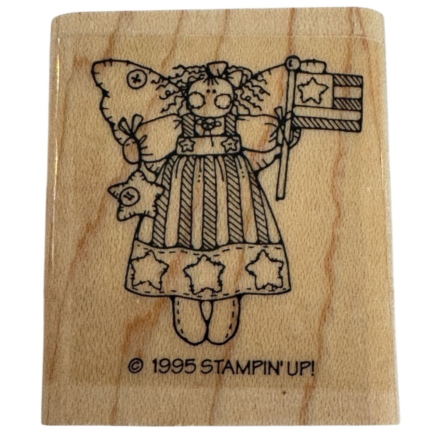 Stampin Up Rubber Stamp Patriotic Angel American Flag Star Dress Fourth of July