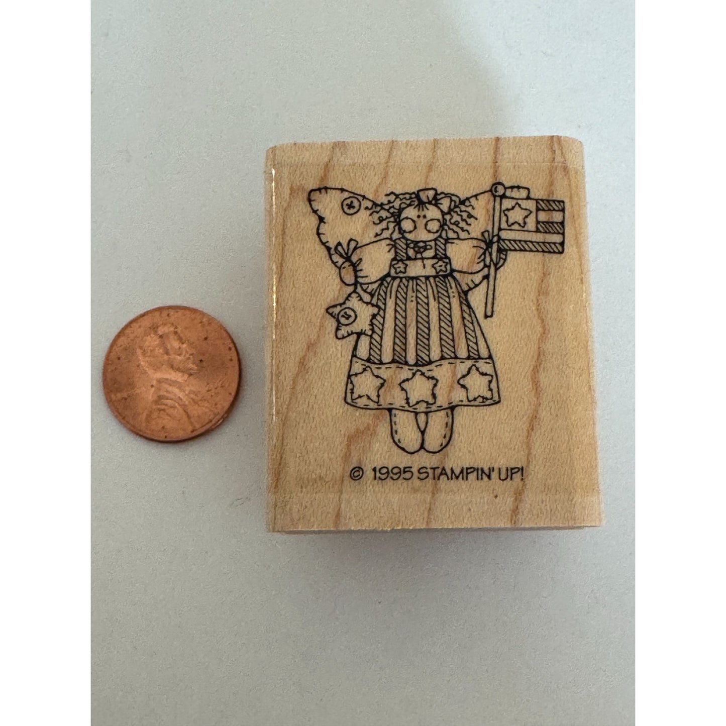 Stampin Up Rubber Stamp Patriotic Angel American Flag Star Dress Fourth of July